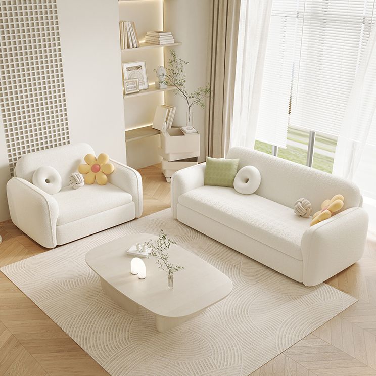 Scandinavian Sleeper Sofa Fabric White with Storage Cushion Back Square Arms