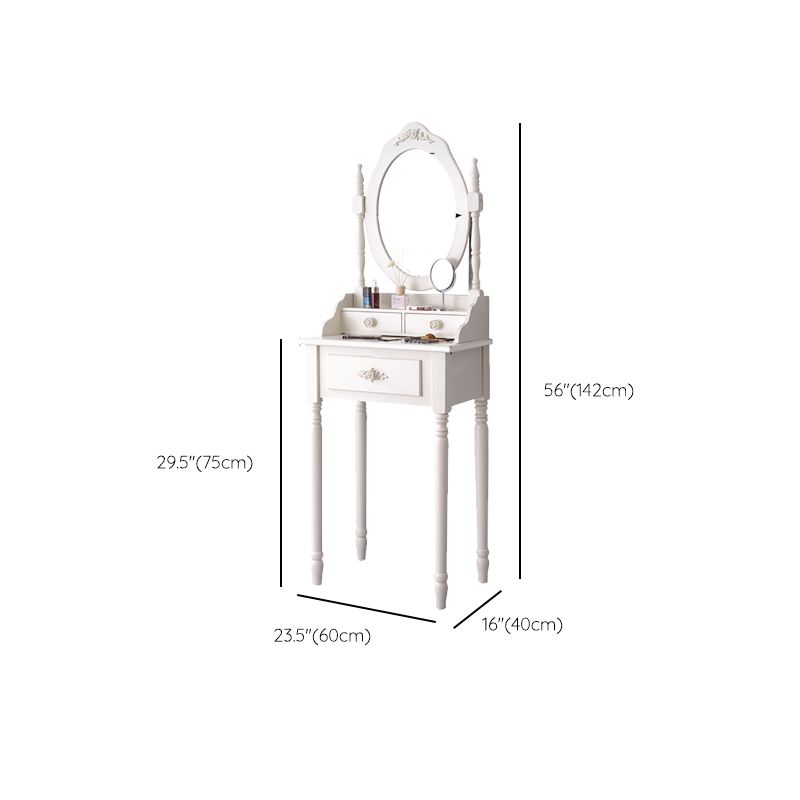 Contemporary Wood Vanity Dressing Table White Makeup Vanity Desk with Drawer