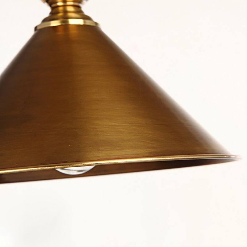 Metallic Brass/Gold Finish Pendant Lighting Conical Shade 7"/8.5" Dia 1 Light Vintage Suspension Light