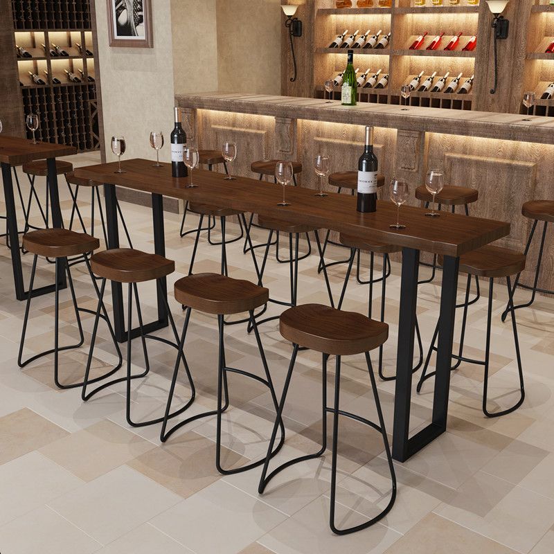 Glam Wood Pub Dining Set 1/2/5/7/9 Pieces Shop Bar Pub Table Set in Brown