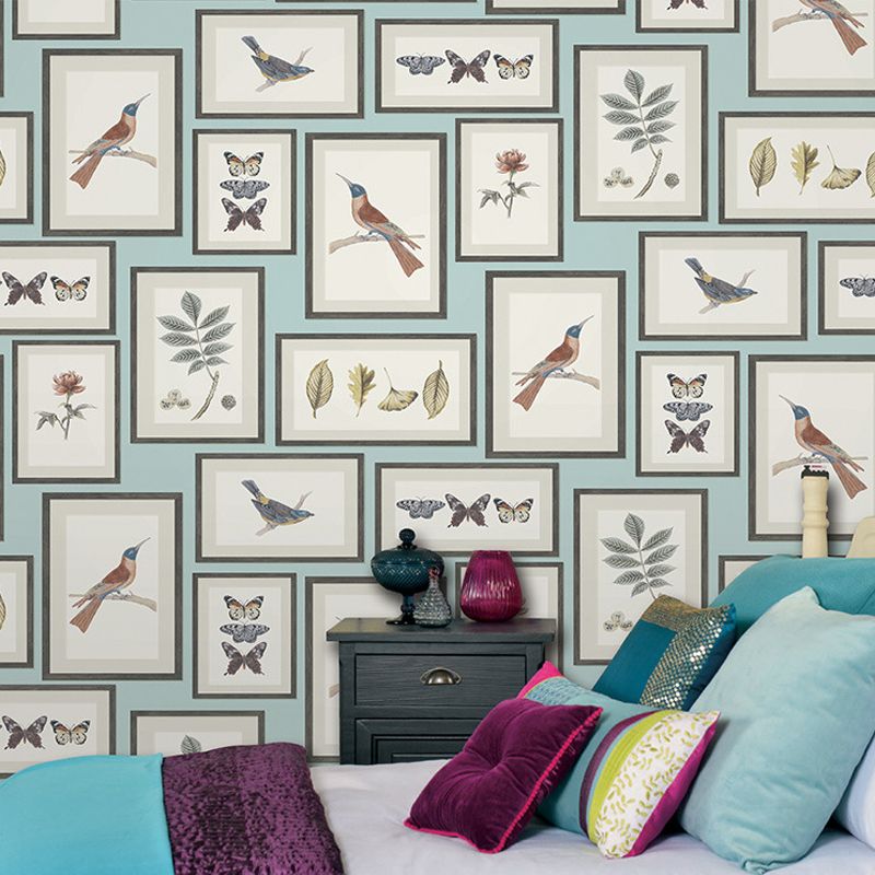 Flower and Bird Wallpaper Photo Frame 20.5"W x 33'L Non-Pasted Water-Resistant Wall Decor