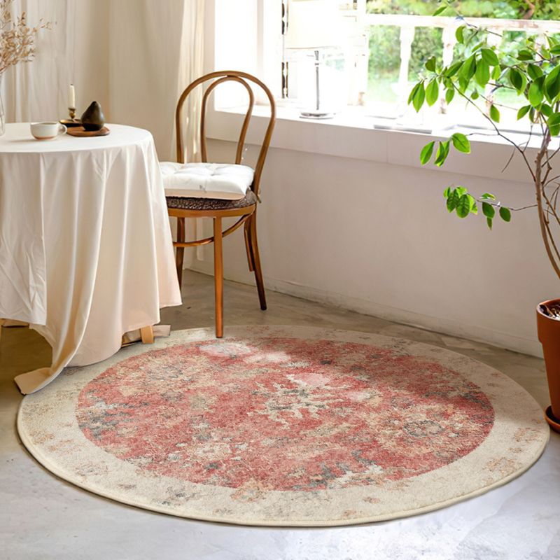 Stylish Red Area Carpet Bohemian Pattern Polyester Rug Anti-Slip Washable Rug for Home Decor
