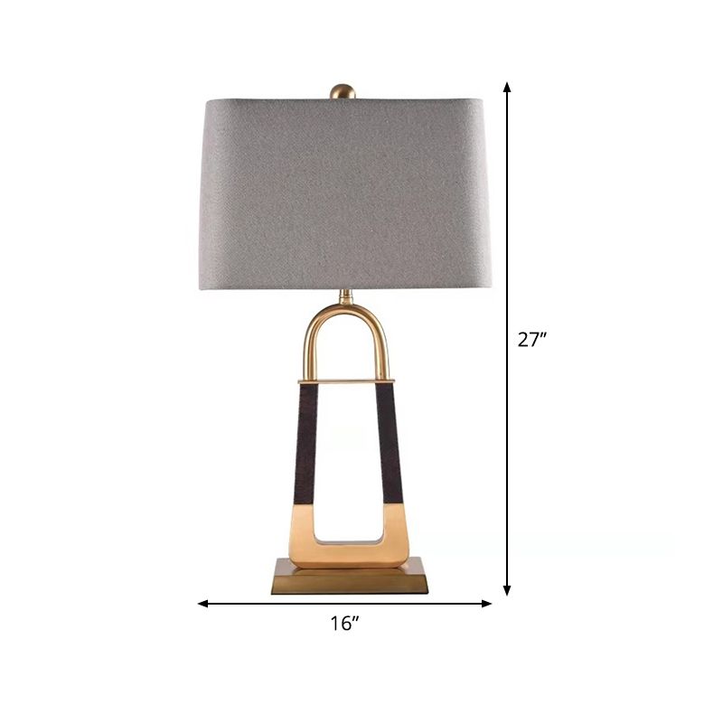1 Head Bedroom Study Lamp Modern Grey Reading Book Light with Tapered Fabric Shade