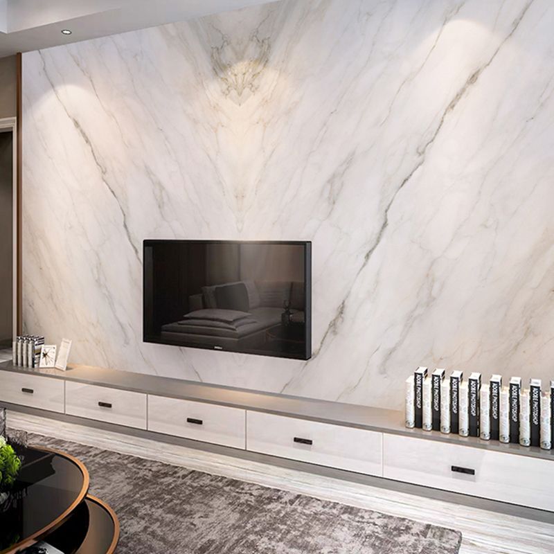 Marble Wall Covering Grey and White Minimalist Mural Wallpaper for Coffee Shop