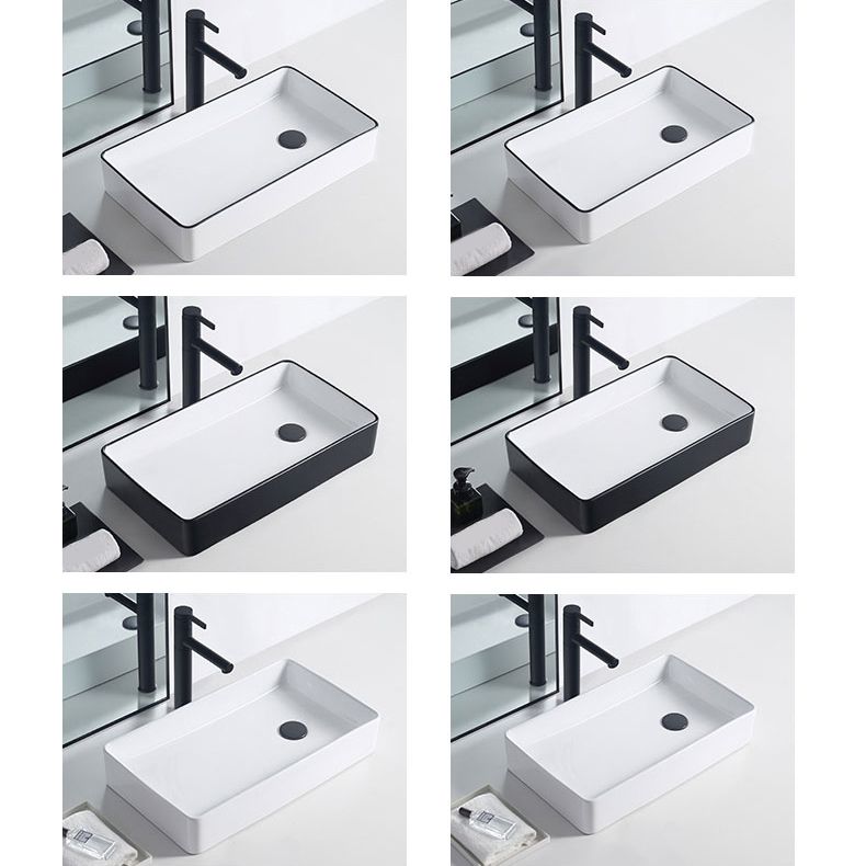 Modern Porcelain Trough Sink White Trough Sink With Basin, and Faucet