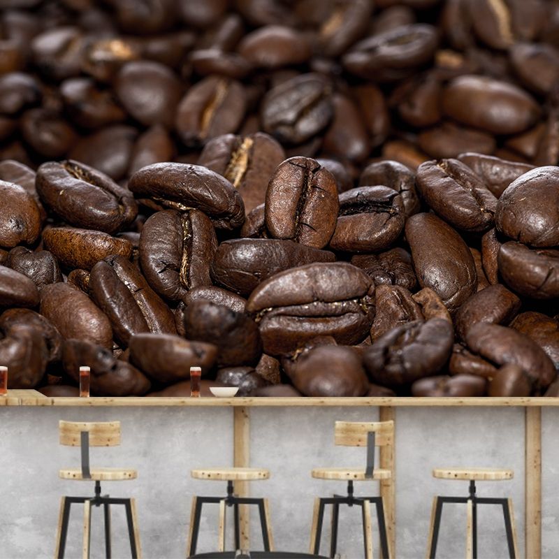 Dunkle Farbkaffeebohnen-Wandfotografie, horizontale Wandverkleidung für Café
