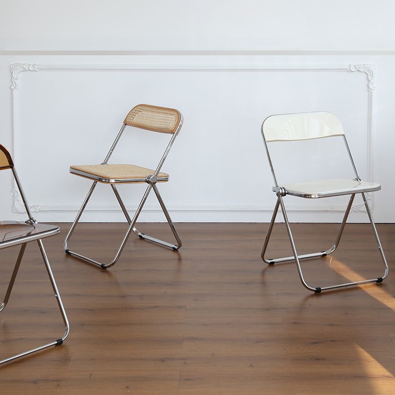 Silla de comedor plegable moderna, sillas de comedor de metal sin brazos para uso en restaurantes