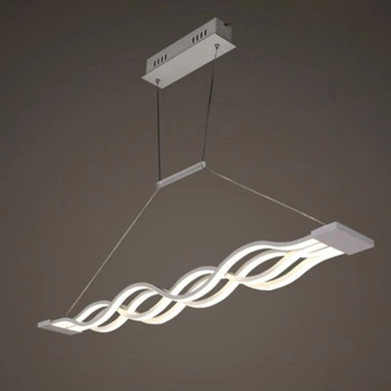 Contemporary Style Waves Ceiling Pendant Light Acrylic Dinning Room LED Hanging Light in White