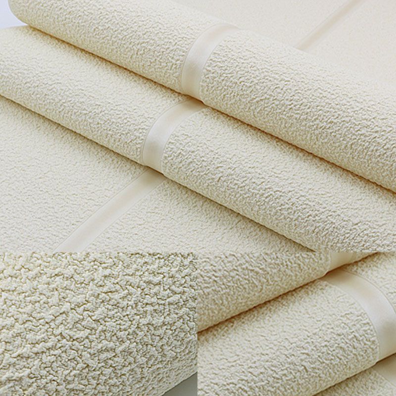 Minimalist Horizontal Stripe Wall Decor in Natural Color Bedroom Flock Fabric Wallpaper, 33' x 20.5"