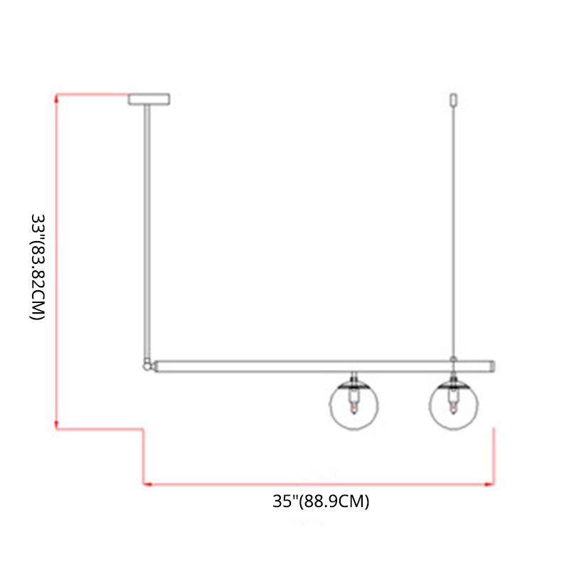 Minimalismo moderno Gold Metal Isola lineare Accensione a sospensione Globe Glass Island Affermazione Luce per soggiorno