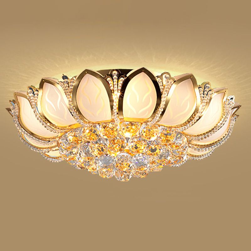 Fleur cristal encastré plafonnier style moderne or encastré luminaire