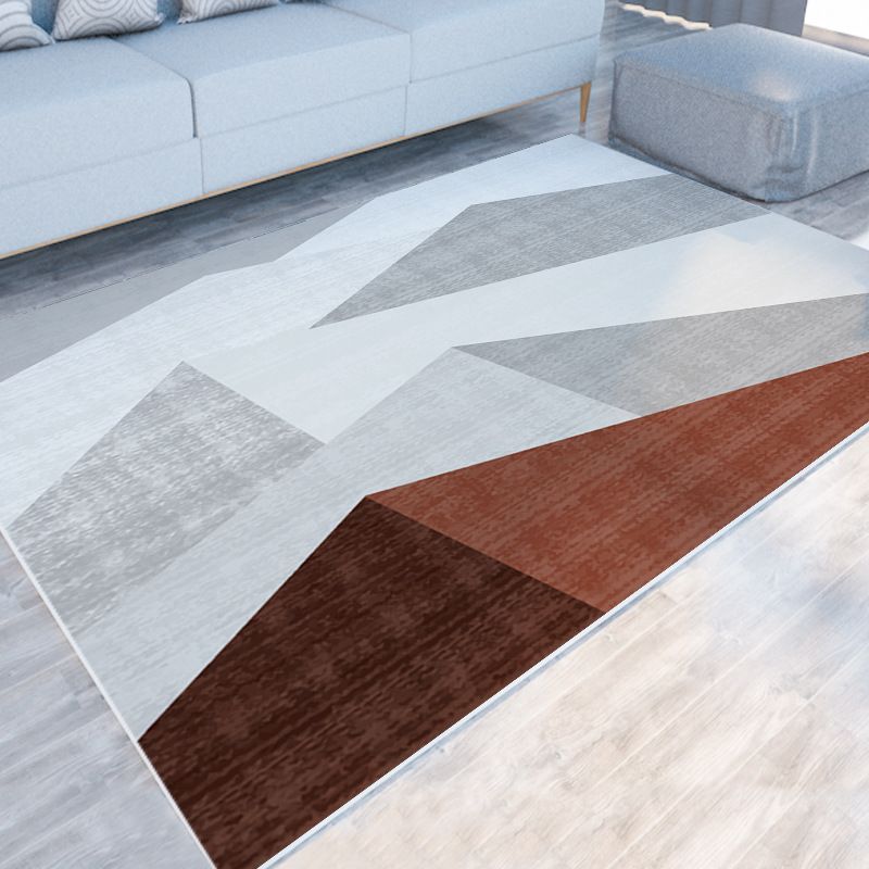Modern Grey Area Carpet Polyester Geometric Patterns Carpet Washable Carpet for Home Decor