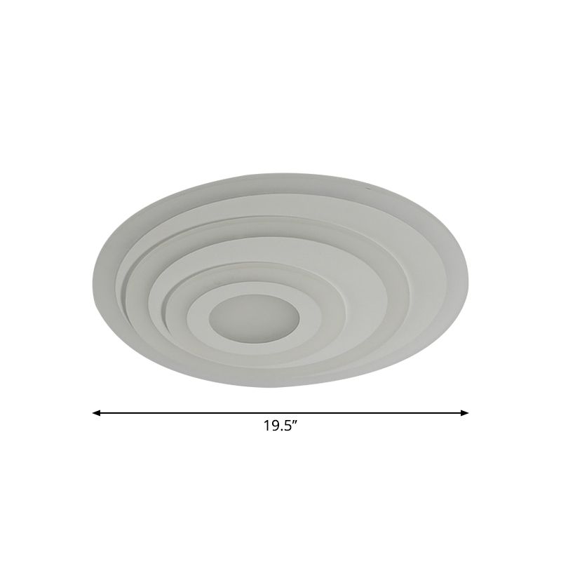 White Concentric Round Flushmount Simple 19.5"/31.5"/39" Wide LED Acrylic Flush Ceiling Light in Warm/White Light