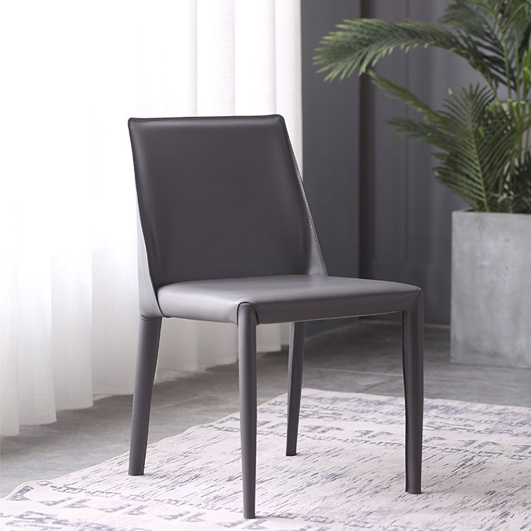 Silla de estudio estilo diseñador, silla de comedor Parsons de cuero con acabado mate (juego de 2)