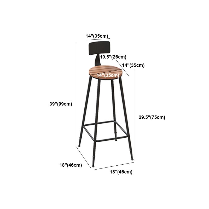 Industrial Metal Counter-height Stool Footrest Low Back Outdoor Counter Bar Stool in Black
