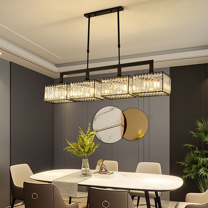 Nordic Style Hanging Lamp Crystal Island Light Fixture for Living Room