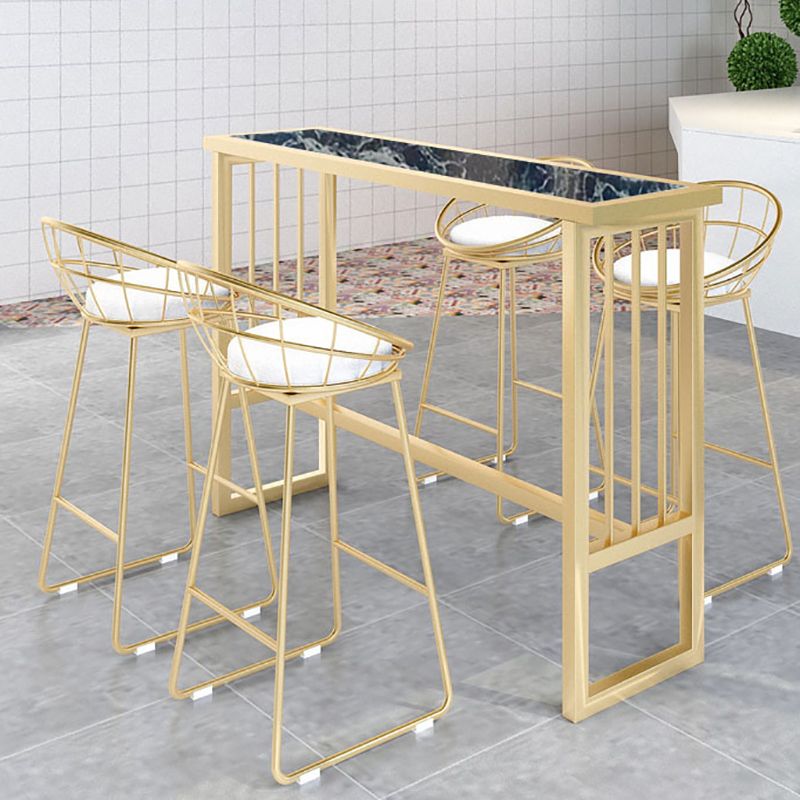 Modern Pub Height Dining Table Faux Marble Top Pub Table for Patio Use