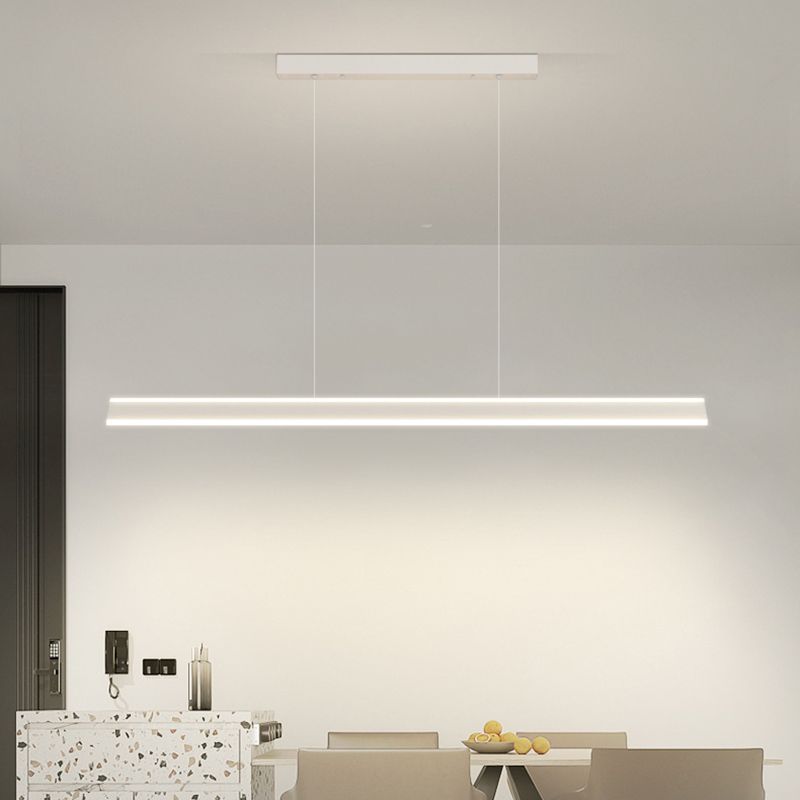 LED Modern Metal Pendant Lamp Linear Shape Island Light with Acrylic Shade for Living Room