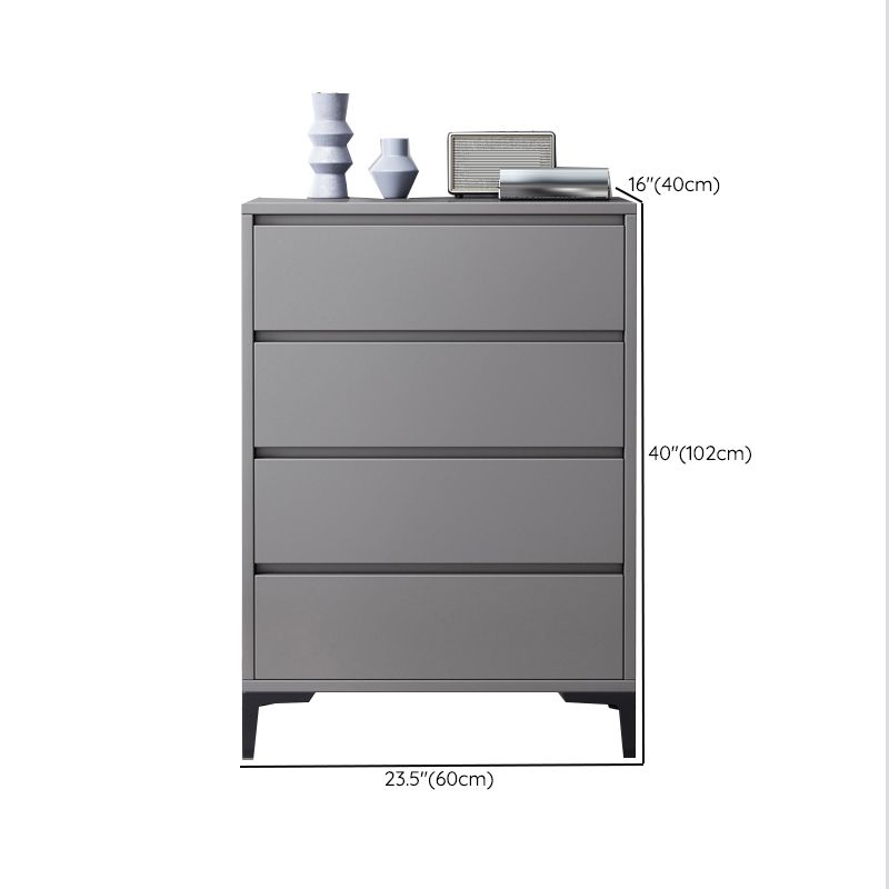 Contemporary Storage Chest Engineered Wood Bedroom Chest in Gray with Drawers