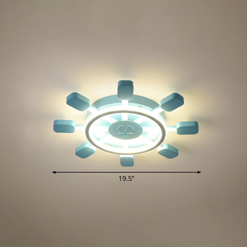 Aluminio Rudder Flush Lave Light Ychilrens Sky Blue LED Flush Light Fixture for Bedroom