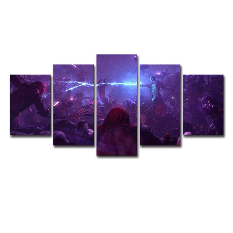 Re-Legion Game Scene Canvas Print Multi-Piece Kids Bedroom Wall Art Decor in Purple