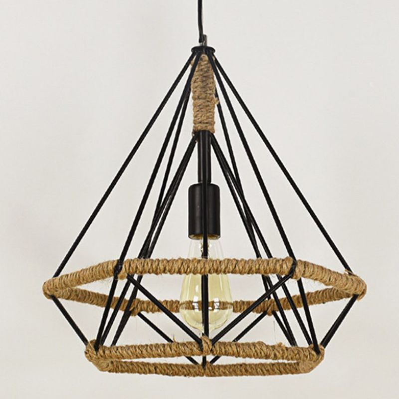 Touw diamant hanger verlichting armatuur vintage stijl restaurant hangend licht licht in zwart