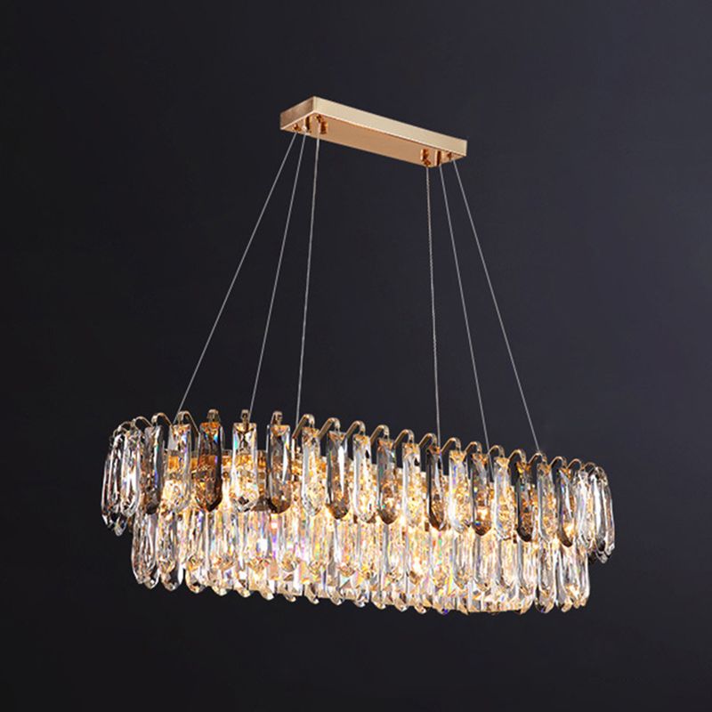 Crystal LED Island Light Modern Minimalism Living Room Hanging Chandelier
