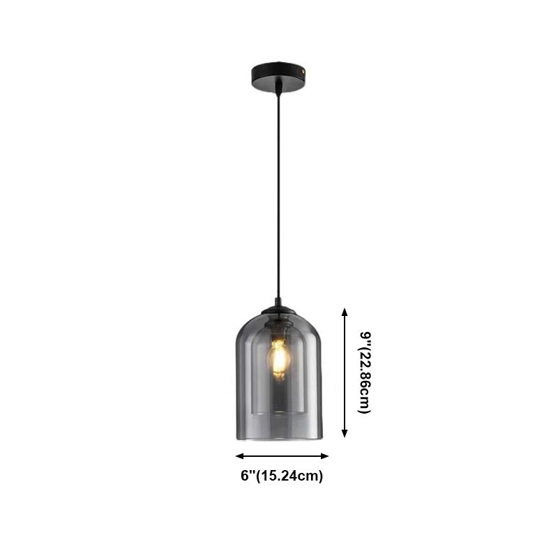Double Glass Bell Pendant Light in Modern Luxury Style Wrought Iron Hanging Lamp for Interior Spaces