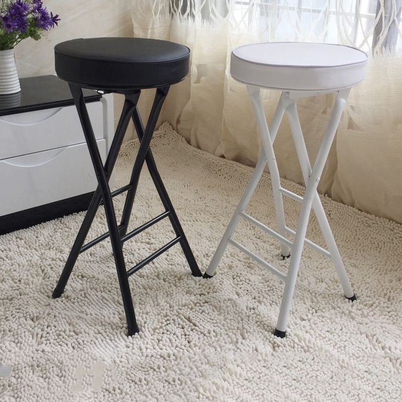 Foldable Bistro Round Shape High Chair Modern Counter Chair with Metal 4 Legs