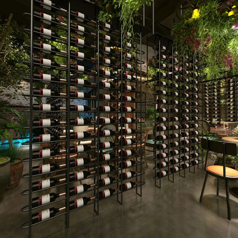 Industrial Wine Bottle Holder Floor Wine Rack in Matte Black