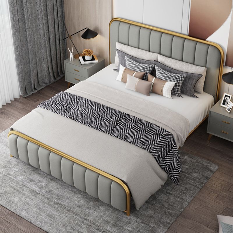 Glam Style Rectangular Headboard Standard Bed with Panel Headboard Bed