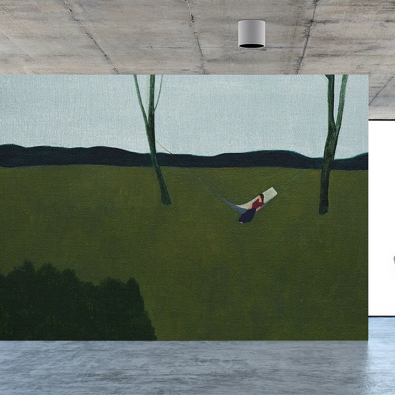 Modern Aesthetics Steppe Scene Mural Wallpaper Green Nature Landscape Wall Covering