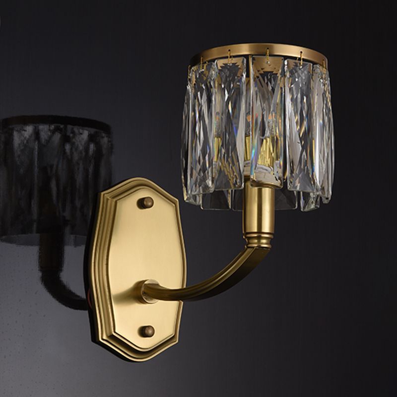 Multi-luz de medio cilindro apliques de pared de estilo moderno lámpara de montaje de pared de cristal en latón