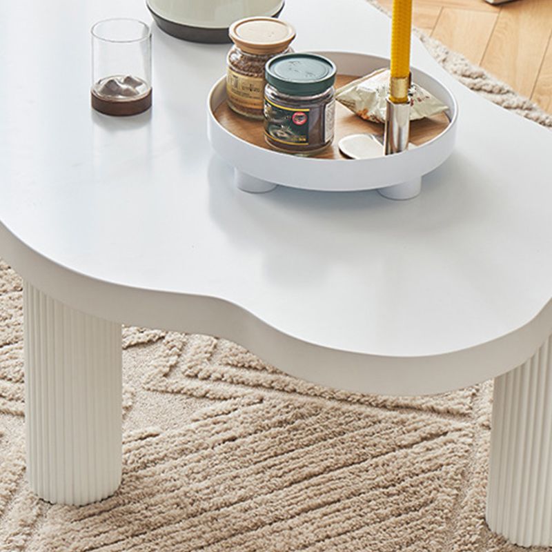 Contemporary White Coffee Cocktail Table Rectangle Wood Coffee Table Set