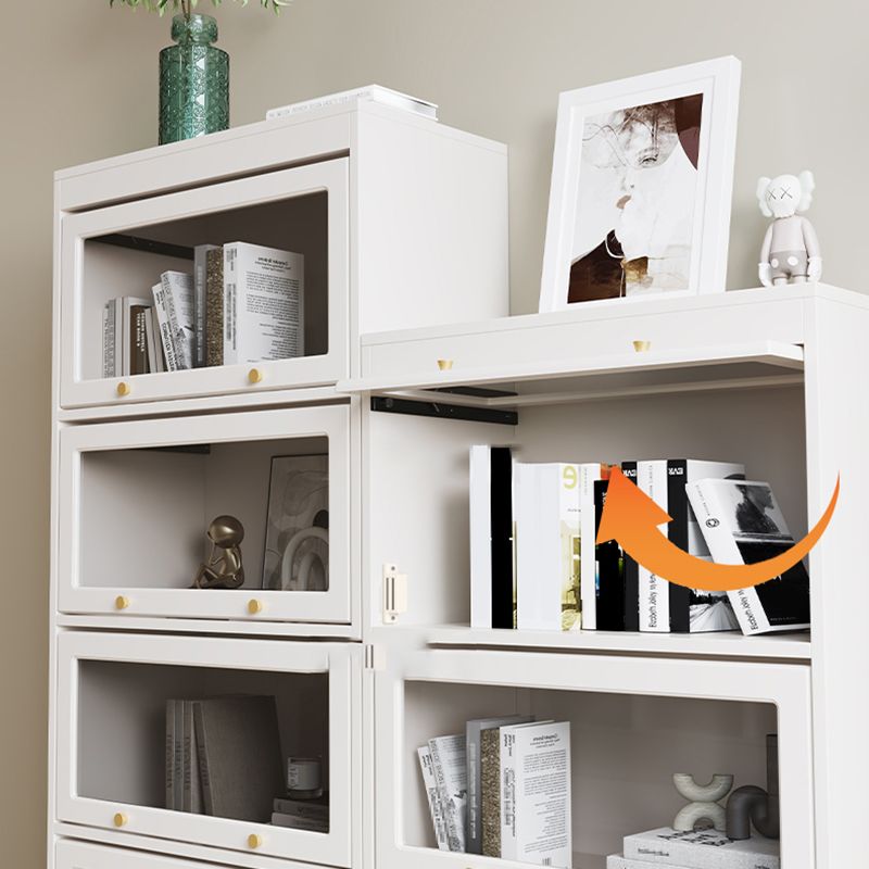 13"W Bookcase Contemporary Style White Bookshelf for Home Office with Doors