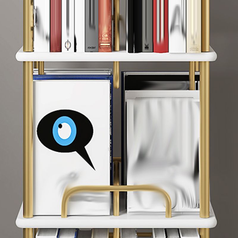 Glam Open Etagere Bücherregal Eisenrahmen Gummi -Holzregal -Bücherregal