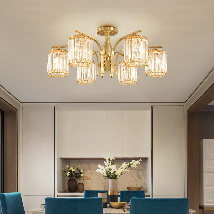 Modern Minimalist Ceiling Lamp Crystal Shade Flush Mount Light Fixture for Bedroom