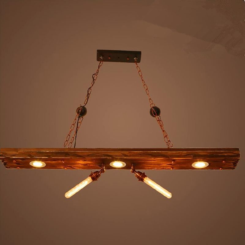 Antique luci del soffitto in bronzo in legno in legno luci sospese industriali per sala da pranzo