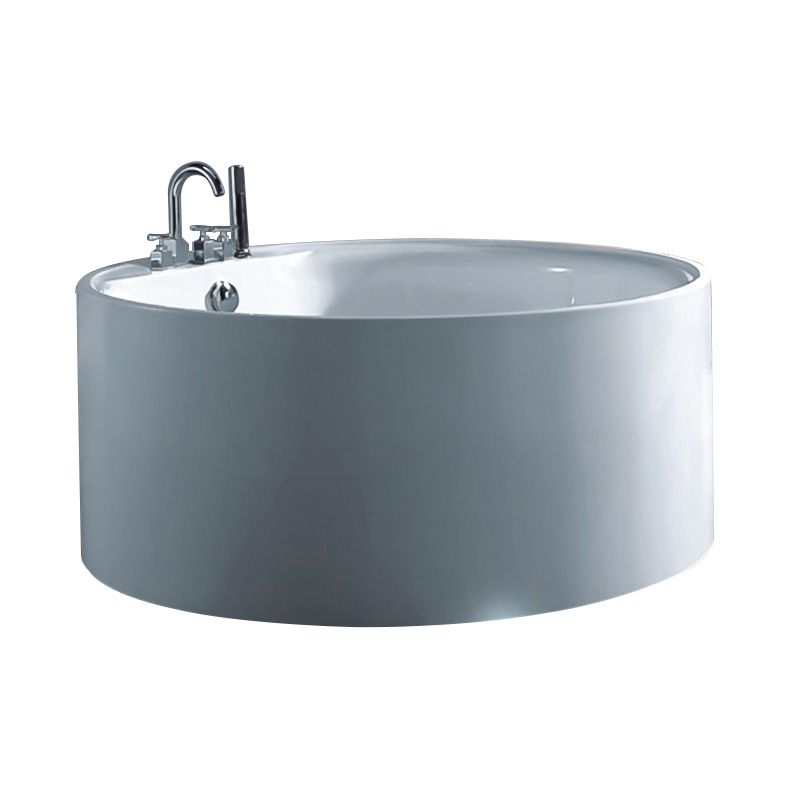 Round Acrylic Soaking Bathtub Modern Stand Alone Back to Wall Tub