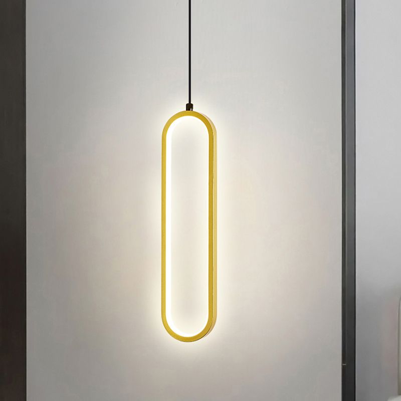 Nordic Style Iron Pendant Light Geometry Oval Led Ceiling Lamp for Bedroom