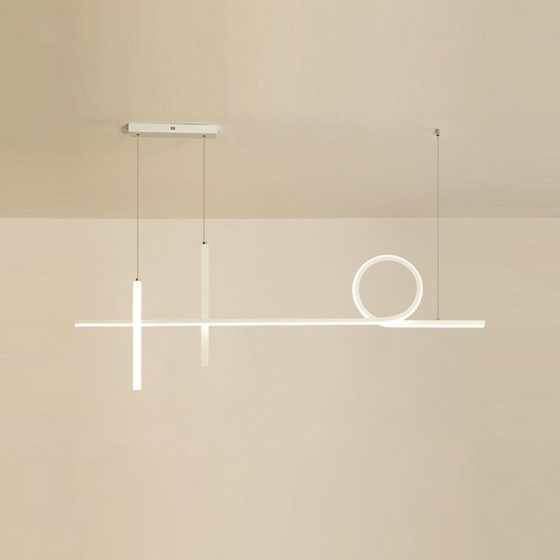 3-Light Ceiling Island Light Minimal Style Linear Shape Metal Pendant Lighting Fixtures