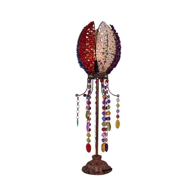 1 Kopf Nachttisch hell Bohemian Blumenmetall Nachttisch Lampe im Kupfer für Schlafzimmer