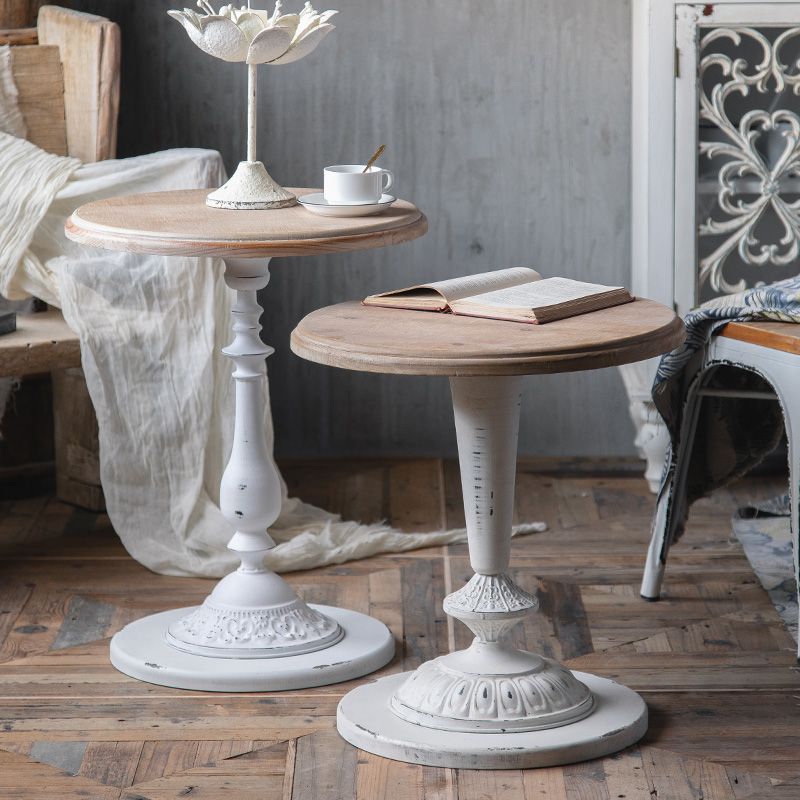 19" Wide French Country Side Table Round Accent Side Table for Bedroom