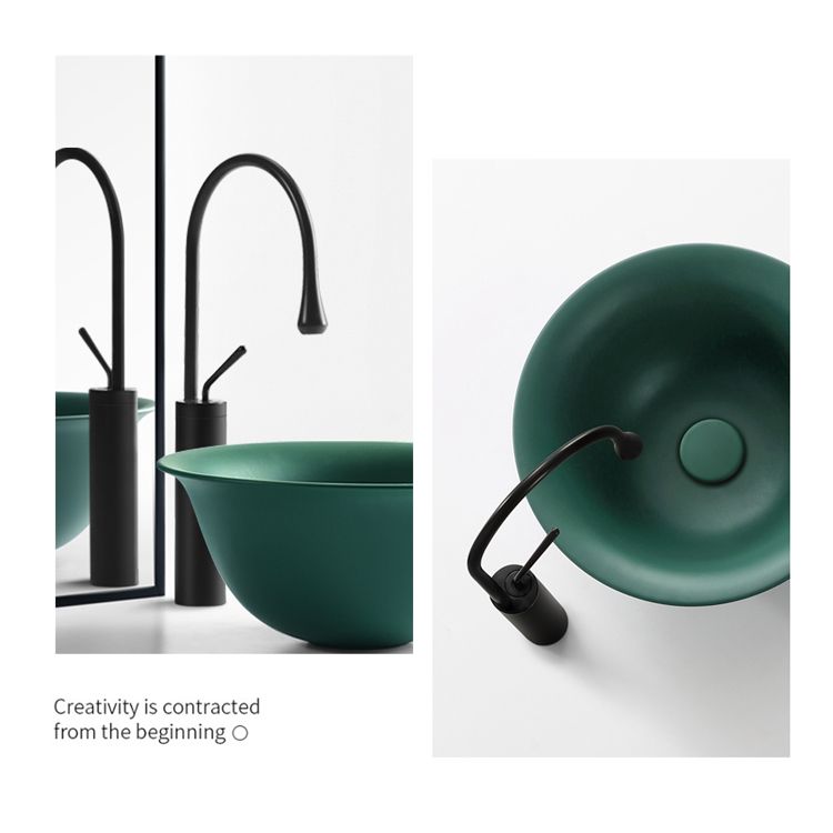 Modern Bathroom Sink Porcelain Round with Pop-Up Drain Vessel Bathroom Sink