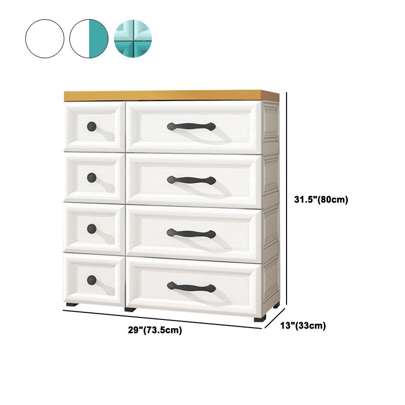 Modern Style Non-Hanging Armoire Plastic Wardrobe Closet with Drawers