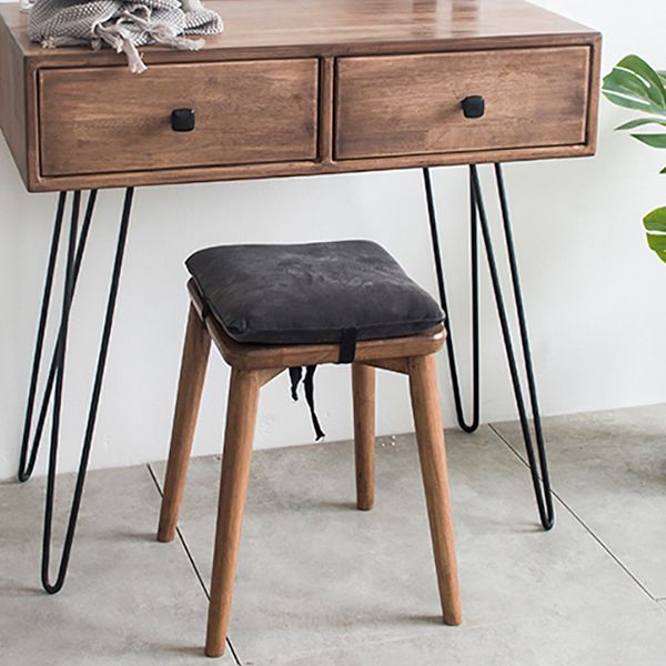 Mid-Century Modern 2-Drawer Solid Wood Brown Standing Vanity Dressing Table