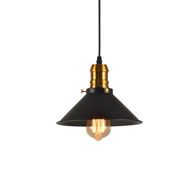 8.5"/10"/12" Wide Industrial Tapered Pendant Light 1 Light Metal Hanging Lamp in Black for Restaurant