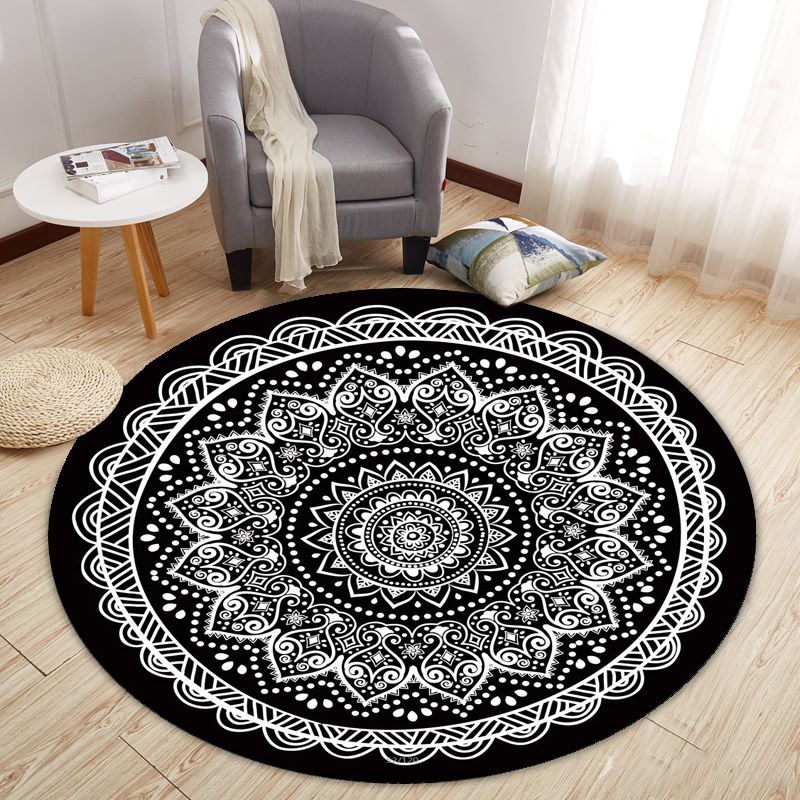 Modern Cartoon Print Rug Multi-Color Polyster Area Rug Anti-Slip Backing Machine Washable Carpet for Kids Room