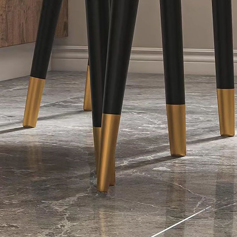 Mesa de barra de black metal de estilo industrial Mesa interior del rectángulo de mármol con 4 patas