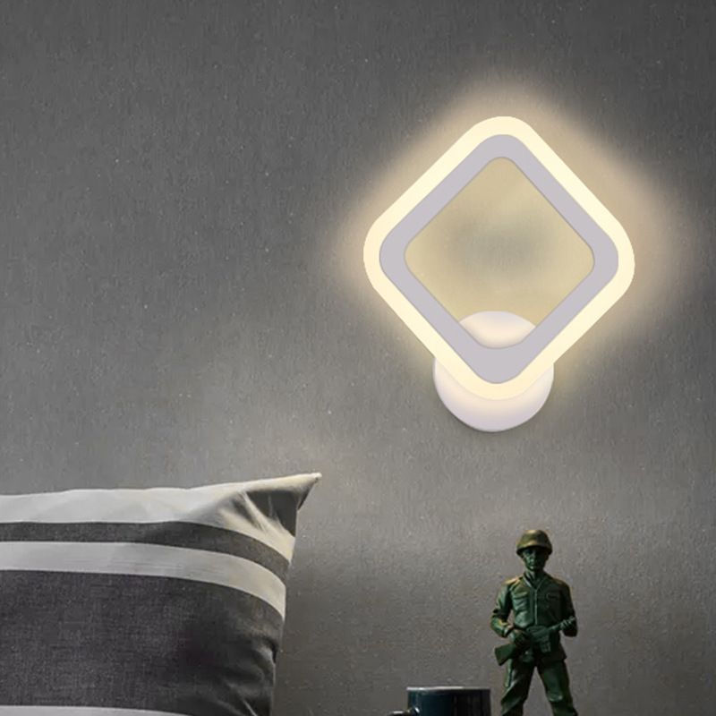 Square Shape Wall Lamp Modern Style Acrylic 1 Light Sconce in White